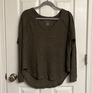 American Eagle Soft Sexy Plush Olive Green Lightweight Sweater Viscose-blend XS